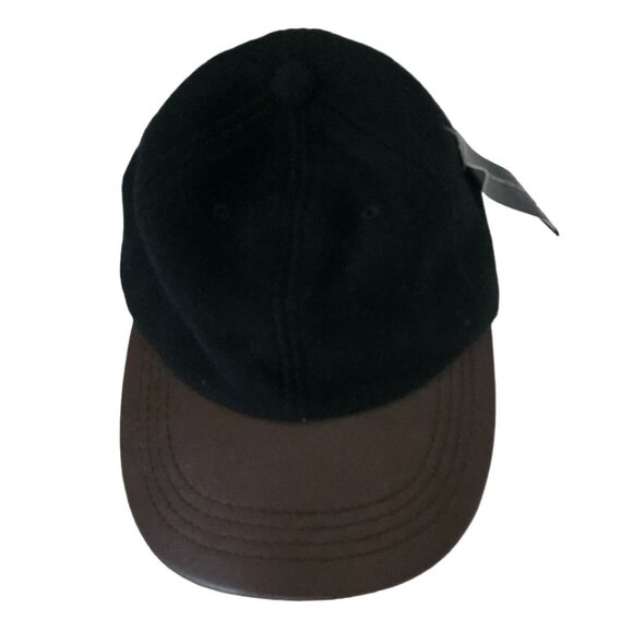 City Hunter Men's Black/Brown Leather Visor Baseball Cap One Size - Picture 2 of 9